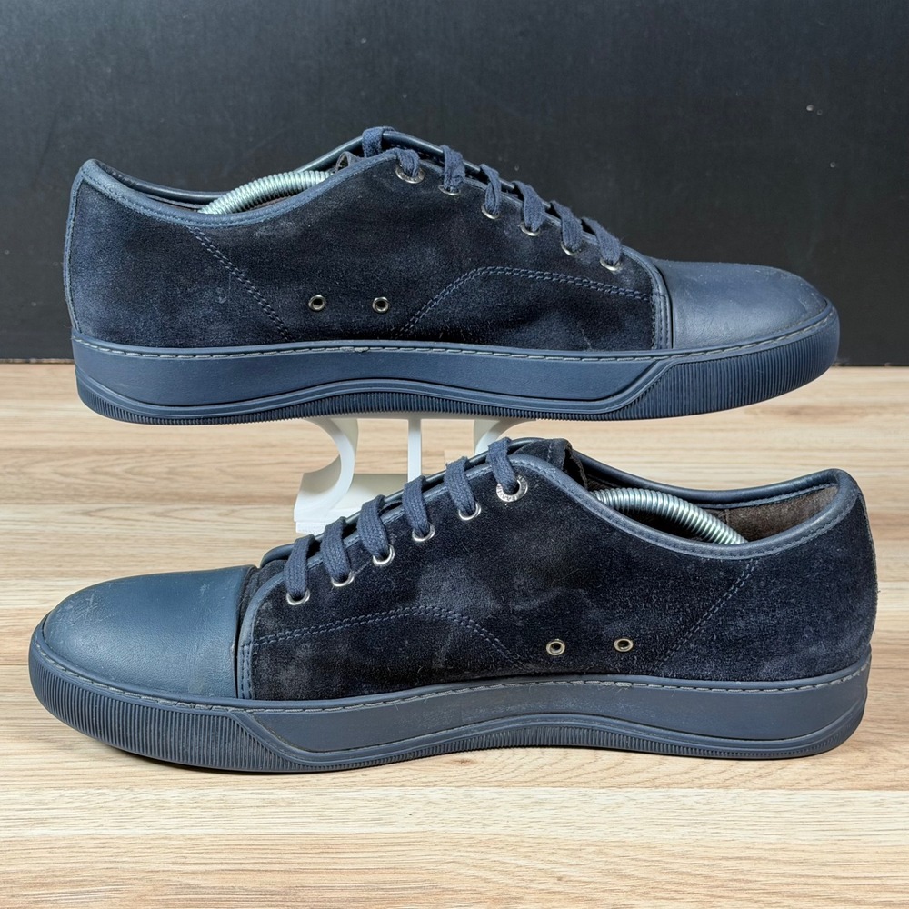 Lanvin DBB1 Sneakers Mens Size 10 Navy Blue Suede Cap Toe Shoes Preppy Portugal - Picture 2 of 10